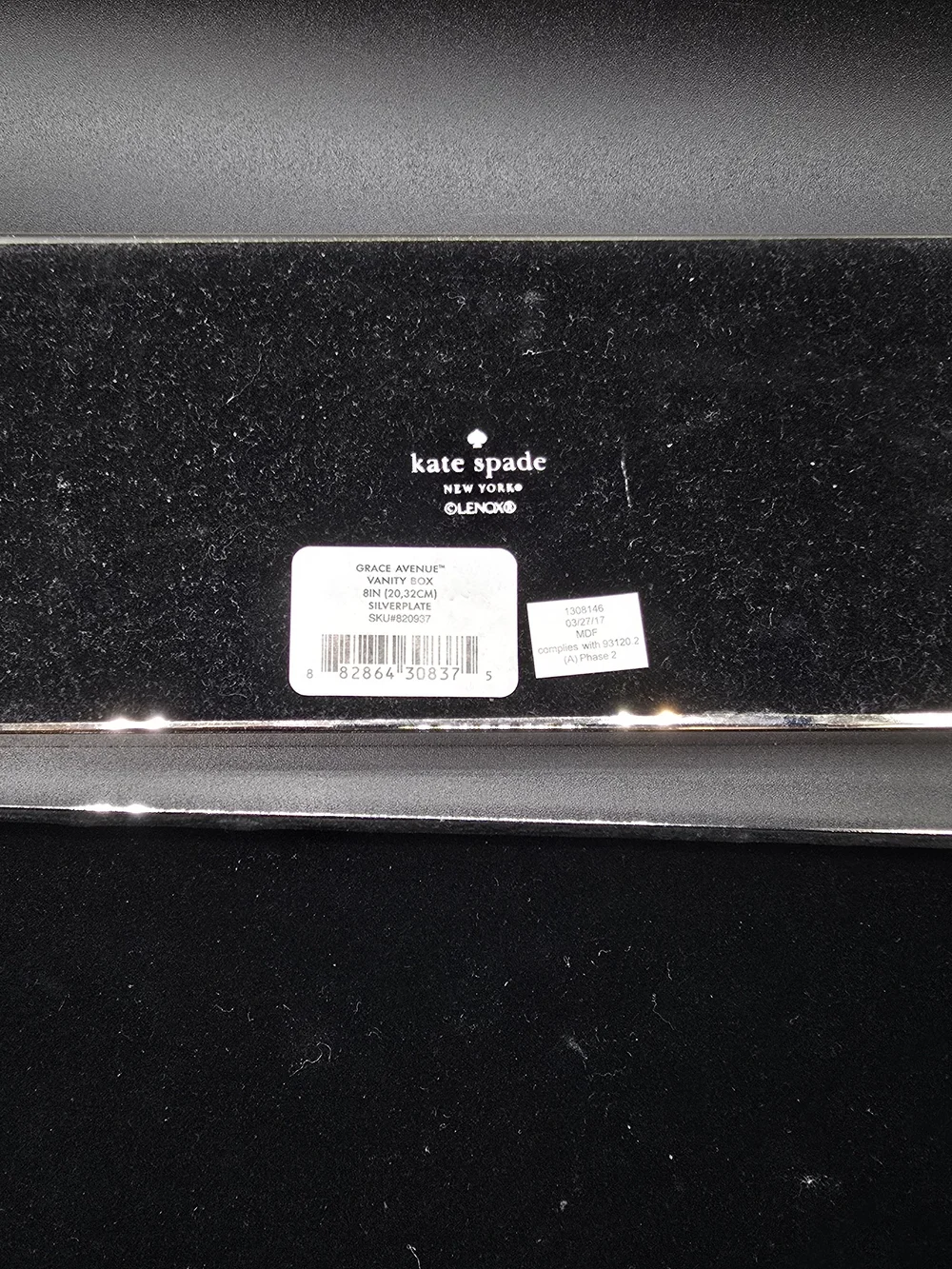 kate spade Lenox Grace Avenue Vanity Box Silverplate Mirrored Jewelry Box 8